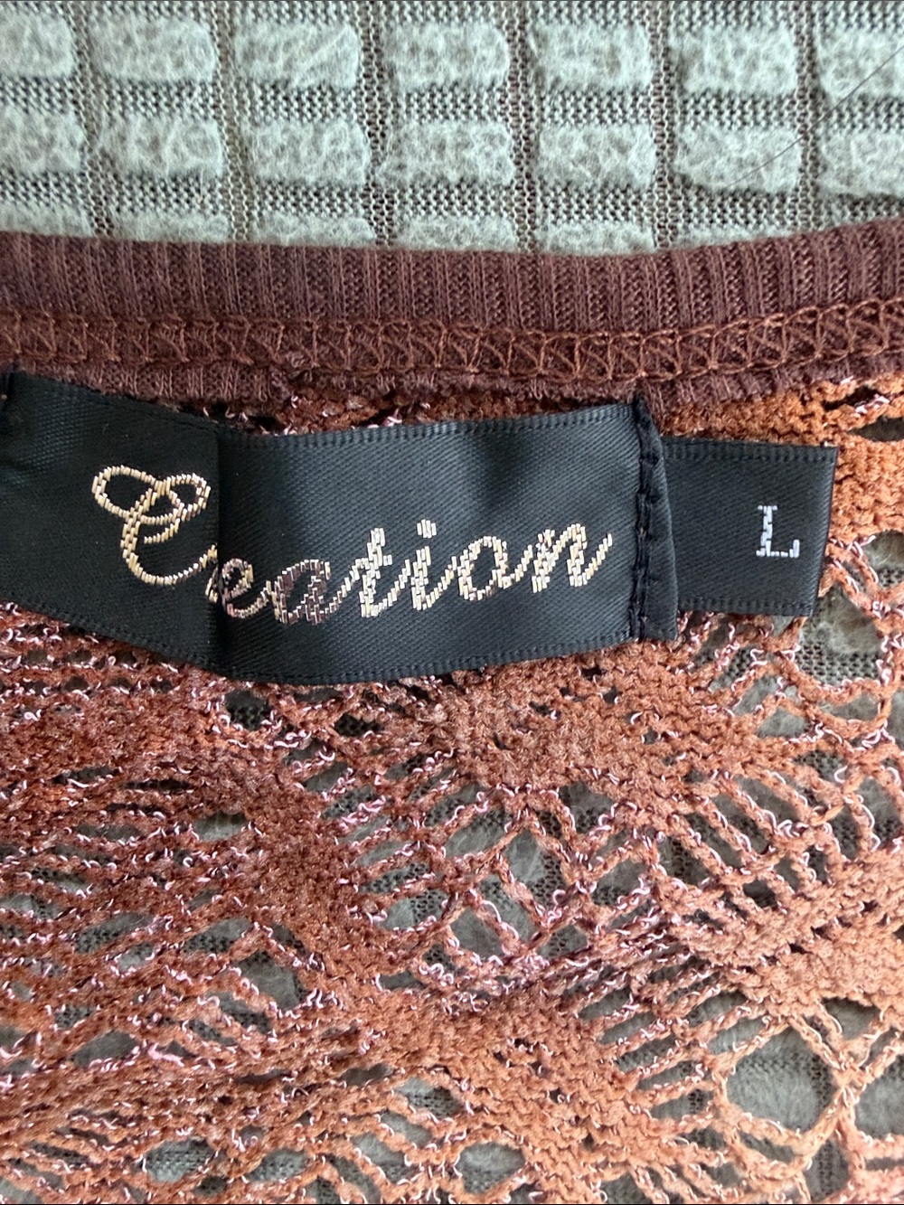 Crochet Overlay Top in Pink, Brown & Cream - Picture 7 of 8